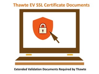 Thawte EV SSL Certificate Documents
Extended Validation Documents Required by Thawte
 