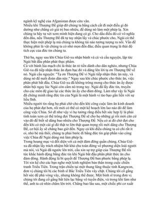 ngành kỹ nghệ của Afganistan được cứu vãn.
Nhiều khi Thượng Đế giúp đỡ chúng ta bằng cách cất đi một điều gì đó
dường như chẳng có giá trị bao nhiêu, để dùng nó làm một phép lạ. Xin
chúng ta hãy tự xét xem mình hiện đang có gì. Cho dầu điều đó có vô nghĩa
đến đâu, nếu Thượng Đế đã tự tay nhận lấy và chúc phước cho, Ngài có thể
thực hiện một phép lạ mà chúng ta không tài nào tưởng tượng ra nổi. Vấn đề
không phải là vật chúng ta có nhỏ mọn đến đâu; điều quan trọng là thái độ
tích cực của đức tin chúng ta.
Thứ ba, ngay sau khi Chúa Giê-xu nhận bánh và cá và cầu nguyện, lập tức
Ngài bắt đầu phân phát thực phẩm.
Cá với bánh lúa mạch chỉ là thức ăn rẻ tiền dành cho dân nghèo, nhưng Chúa
Giê-xu đã tiếp nhận thức ăn đạm bạc đó và dâng lên lời tạ ơn Thượng Đế về
nó. Ngài cầu nguyện: "Tạ ơn Thượng Đế vì Ngài tiếp nhận thức ăn này, và
dùng nó để nuôi đoàn dân này." Ngay sau khi chúc phước cho thức ăn, việc
phân phát bắt đầu. Chúa Giê-xu đã không trông mong cho thức ăn ấy được
nhân bội ngay lúc Ngài còn cầm nó trong tay. Ngài đã lấy đức tin, truyền
cho các môn đệ giao lại các thức ăn ấy cho đám đông. Làm như vậy là Ngài
đã chứng minh rằng đức tin của Ngài là một hành vi táo bạo gắn liền với sự
liều lĩnh.
Nhiều người tin rằng họ phải chờ cho đến khi công cuộc làm ăn kinh doanh
của họ phát đạt hơn, rồi mới có thể có một kế hoạch lớn lao nào đó để làm
công việc Chúa. Sở dĩ như vậy vì họ tưởng rằng điều hết sức hợp lý là phải
tính toán xem có thể trông đợi Thượng Đế sẽ cho họ những gì rồi mới căn cứ
vào đó để biết sẽ dâng bao nhiêu cho Thượng Đế. Nếu có ai đó chờ đợi cho
đến khi có một cái gì đó thật to lớn thật quan trọng rồi mới dâng cho Thượng
Đế, cơ hội ấy sẽ chẳng bao giờ đến. Ngay cả khi điều chúng ta có chỉ rất ít
oi, nhỏ bé mà thôi, chúng ta phải bước đi bằng đức tin góp phần vào công
việc Chúa để Ngài dùng mà làm phép lạ.
Trong hoang mạc và đối diện với cả một đám đông quần chúng, Chúa Giê-
xu đã nhận lấy trách nhiệm bất khả chu toàn đứng về phương diện loài người
mà nói, và Ngài đã ngước lên trời, cầu xin sự trợ giúp của Thượng Đế rồi
tức khắc hành động bằng đức tin khi Ngài bắt đầu phân phát thức ăn cho
đám đông. Hành động là bí quyết để Thượng Đế ban phước bằng phép lạ.
Tôi xin kể cho các bạn nghe một kinh nghiệm bản thân trong cuộc chiến
tranh Triều Tiên. Trong trận chiến tại một thung lũng thuộc tỉnh Kangwon,
đơn vị chúng tôi bị các binh sĩ Bắc Triều Tiên vây chặt. Chúng tôi cố gắng
hết sức để phá vòng vây, nhưng không thể được. Một binh sĩ trong đơn vị
chúng tôi đang cố gắng bắt liên lạc bằng vô tuyến điện, và trong khi làm như
thế, anh ta cứ nhìn chăm lên trời. Chẳng bao lâu sau, một chiếc phi cơ xuất
 