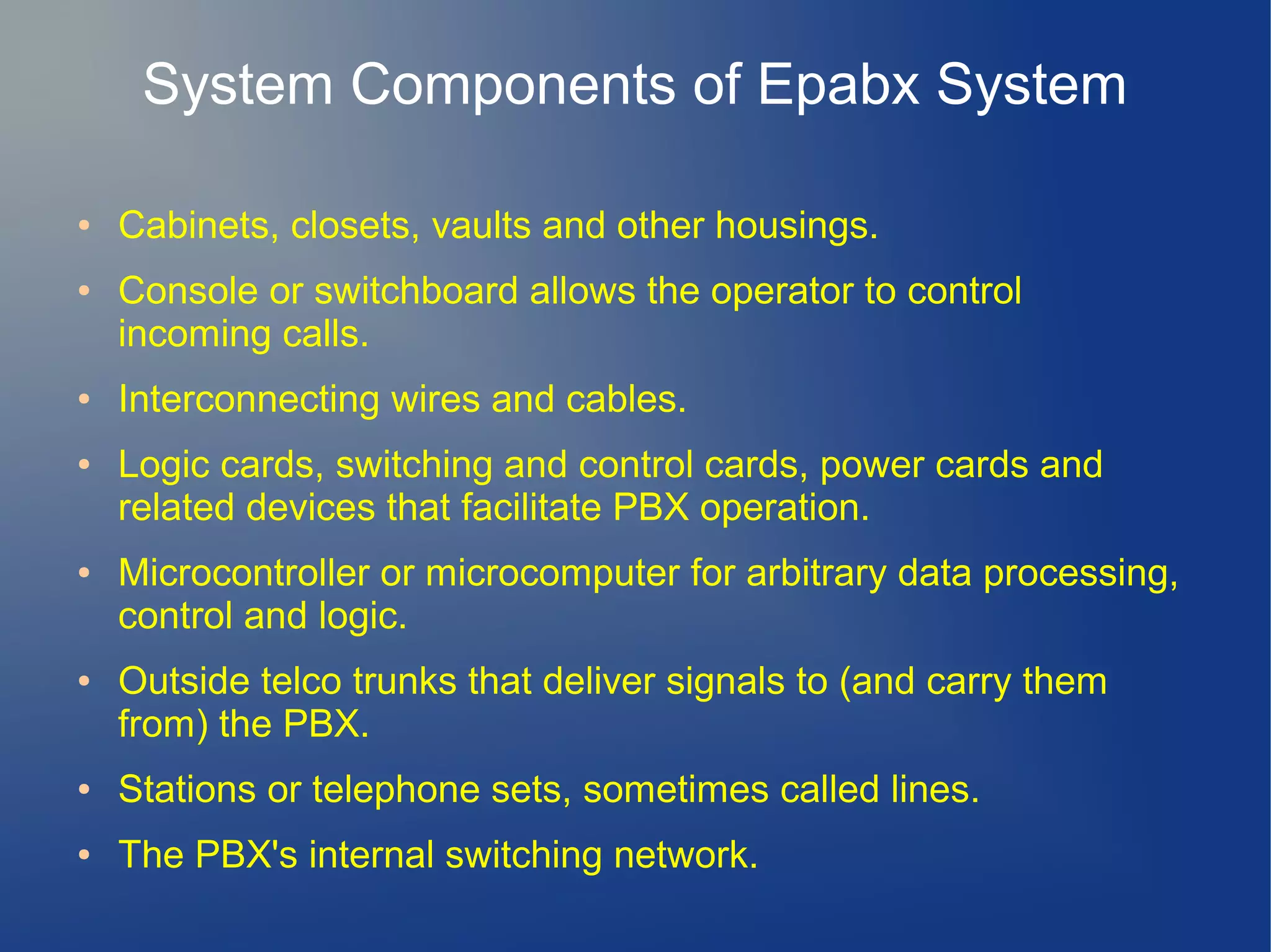 Function Of The Epabx System | ODP | Technology & Computing