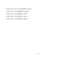 14
- (4) (5) (6) lấy ở mục 27 trong TM BCTC trang 32.
- (7) lấy ở mục 26 trong TMMBCTC trang 32.
- (8) lấy ở mục 14 trong TMBCTC trang 21.
- (9) lấy ở mục 11 trong TMBCTC trang 19.
- (10) lấy ở mục 17 trong TMBCTC trang 23.
 