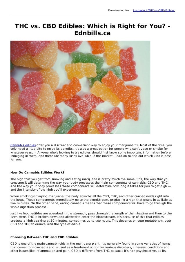 THC vs CBD Edibles Which is Right for You? Ednbills.ca