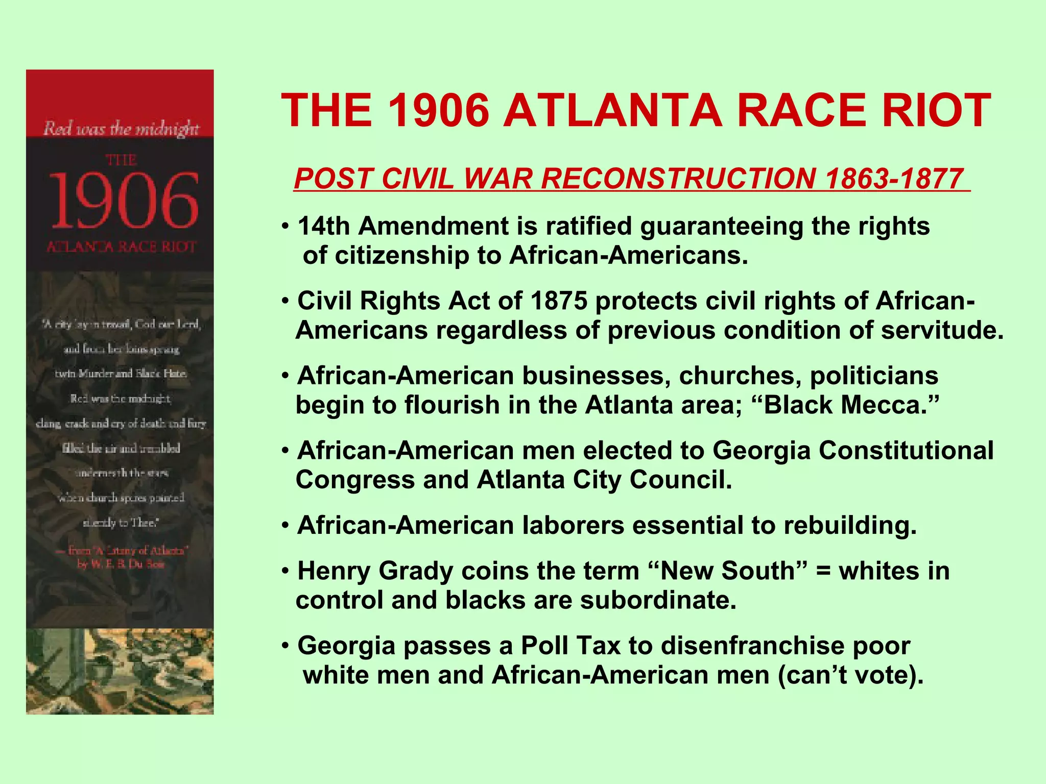 The 1906 Atlanta Race Riot | PPT