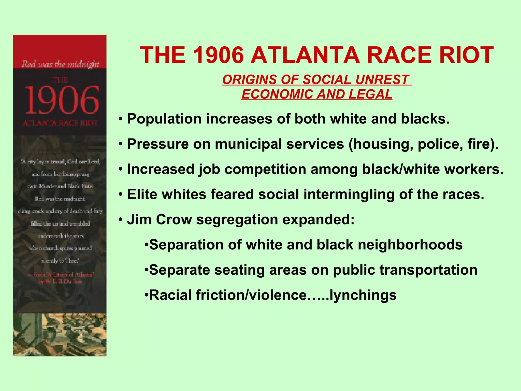 The 1906 Atlanta Race Riot | PPT
