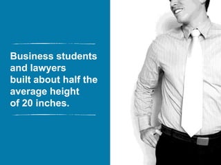 Business students
and lawyers
built about half the
average height
of 20 inches.
 
