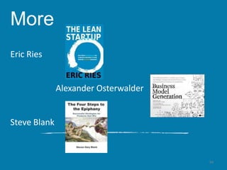 94
More
Eric Ries
Alexander Osterwalder
Steve Blank
 