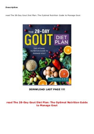 read the 28 day gout diet plan the optimal nutrition guide to manage