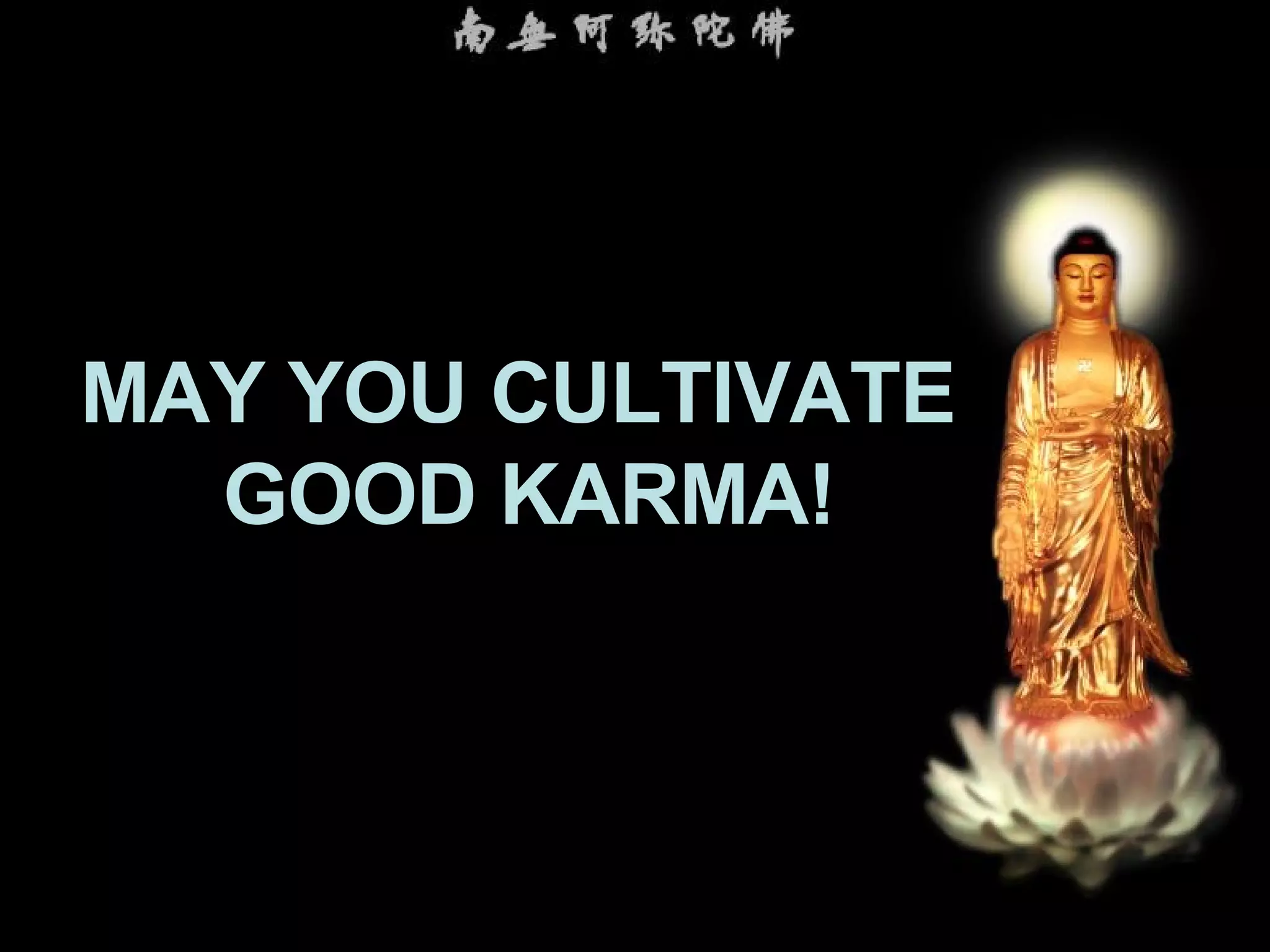 MAY YOU CULTIVATE GOOD KARMA!