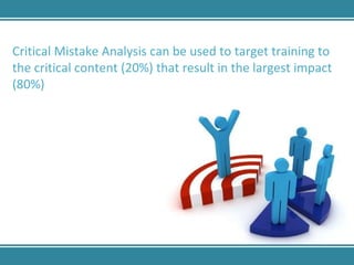 Critical Mistake Analysis can be used to target training to the critical content (20%) that result in the largest impact (80%) 