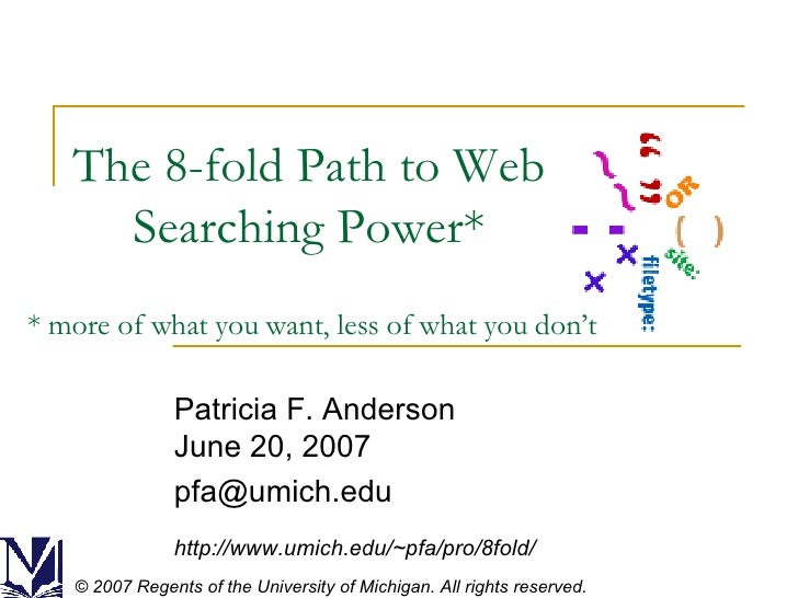 the 8 fold path to web searching power web searching