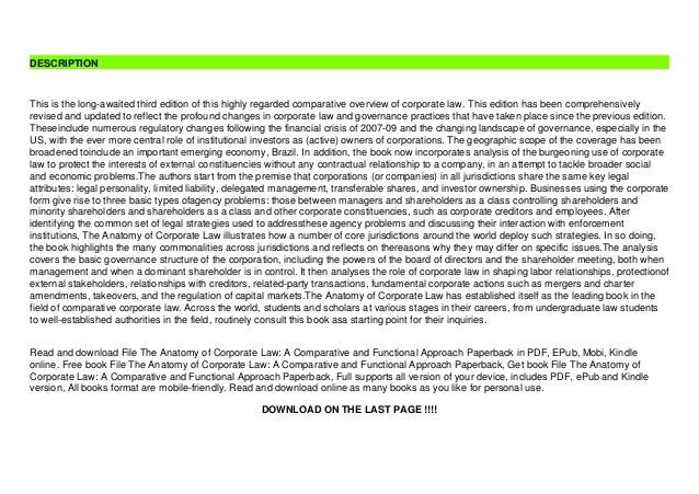 File The Anatomy of Corporate Law: A Comparative and Functional Approach
