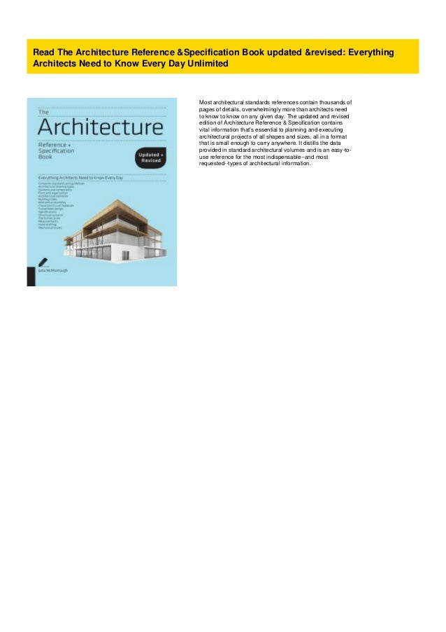 Read The Architecture Reference & Specification Book updated & revised Everything Architects