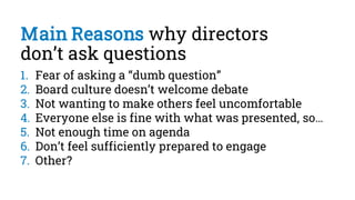 Board Room Questions The Art of Asking Boardroom Questions | PDF