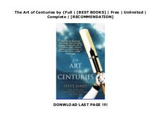 The Art of Centuries by {Full | [BEST BOOKS] | Free | Unlimited |
Complete | [RECOMMENDATION]
DONWLOAD LAST PAGE !!!!
Read The Art of Centuries PDF Online A century has always had a special resonance, in all walks of life, and none more so than in cricket. Scoring one hundred runs is the ultimate for a batsman. As former England captain Andrew Strauss admits, it's incredibly hard to do for Ricky Ponting, it's a transformational moment in the career of a cricketer. Or in the words of Geoffrey Boycott, 'a century has its own magic'.In The Art of Centuries, Steve James applies his award-winning forensic insight to the very heart of batting. Through interviews with the leading run-scorers in cricket history and his own experiences, Steve discovers what mental and physical efforts are required to reach those magical three figures. Despite his own haul of 47 first-class tons, he himself felt at times that he was poorly equipped for the task.So working out how to score centuries is an art. And bowlers might not agree, but there really is no better feeling in cricket.
 