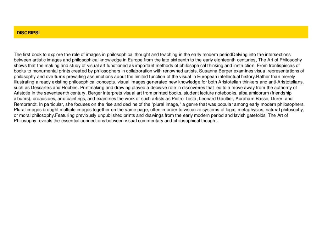 [PDF] The Art of Philosophy: Visual Thinking in Europe from the Late