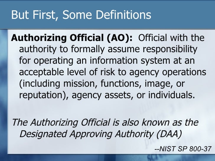 The Authorizing Official And The Accreditation Decision