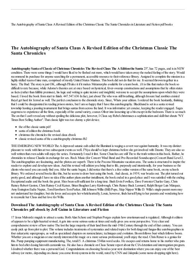 The Autobiography of Santa Claus A Revised Edition of the Christmas