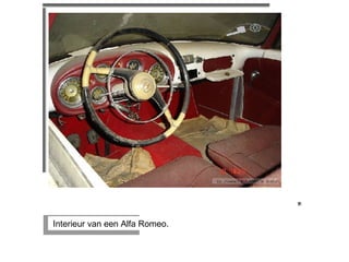                                                                                                                                                                                                                  Interieur van een Alfa Romeo.  