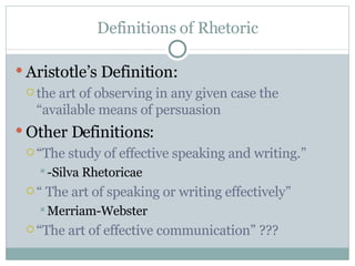 The Basics Of Rhetoric | PPT | Free Download