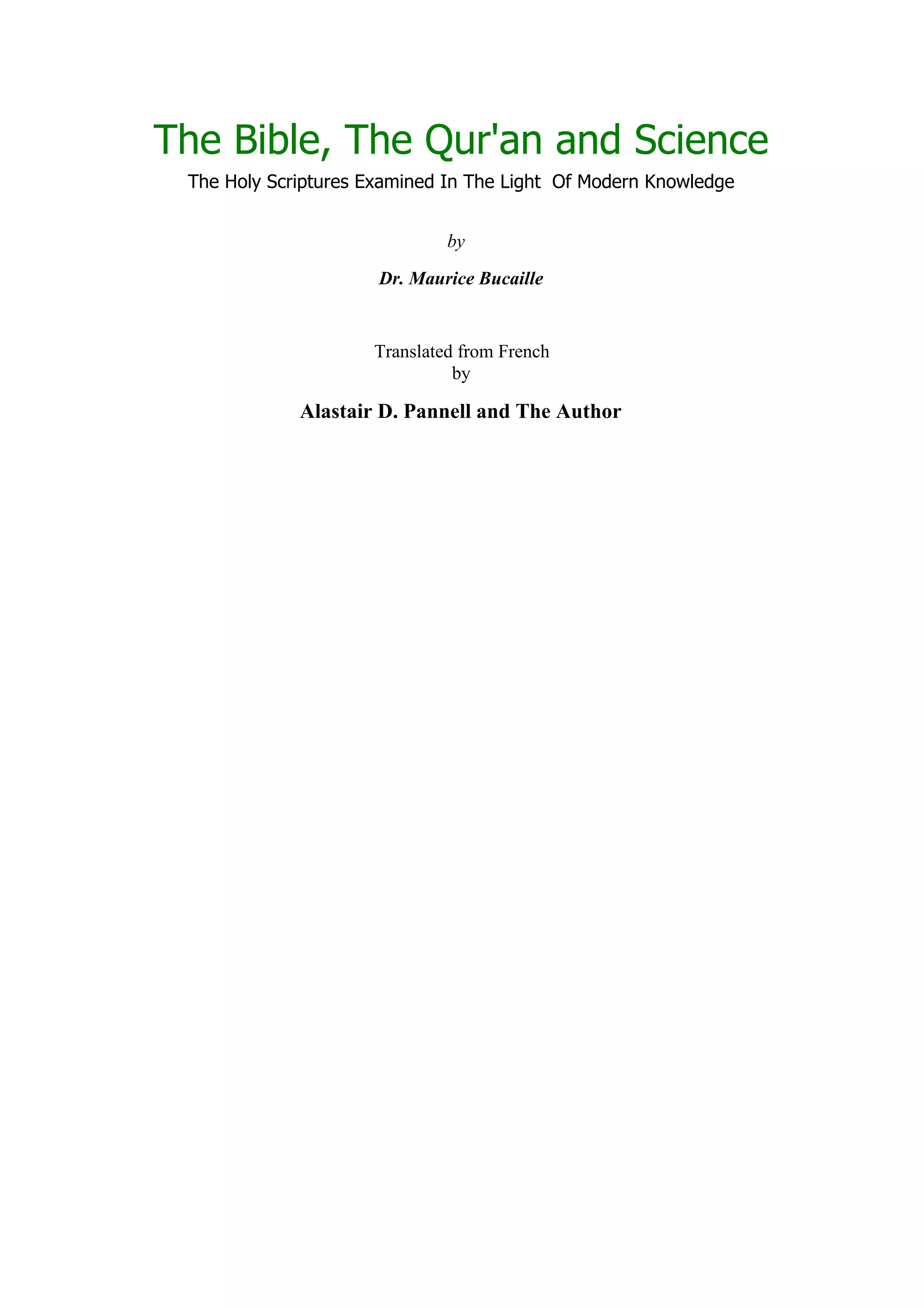 The Bible The Quran Science Pdf