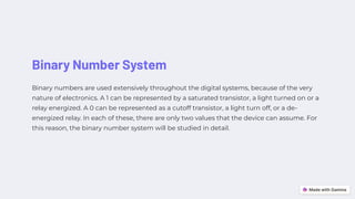 The Number System( Introduction to Binary System) | PDF