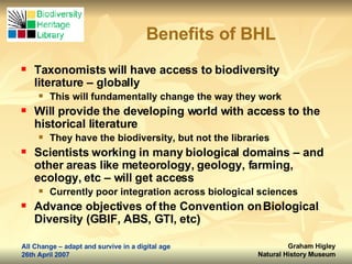The Biodiversity Heritage Library (BHL) Project | PPT