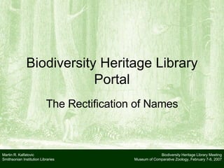 Biodiversity Heritage Library Portal The Rectification of Names 