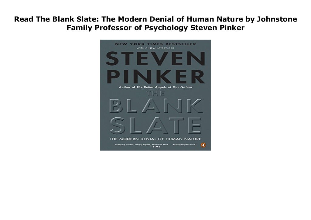 Read The Blank Slate The Modern Denial of Human Nature by Johnstone