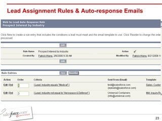 Lead Assignment Rules & Auto-response Emails   