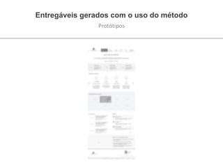 Entregáveis gerados com o uso do método
Protótipos
 