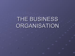 THE BUSINESS ORGANISATION 