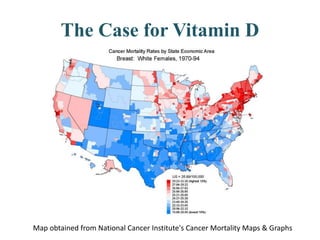 The Case for Vitamin D
Map obtained from National Cancer Institute's Cancer Mortality Maps & Graphs
 