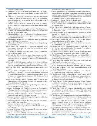 Int J Diabetes Metab Disord, 2019 www.opastonline.com
juice-and-baking-soda/
95.	 Matthew Lee (2018) Metabolizing Proteins Vs. Fats. https://
healthyeating.sfgate.com/metabolizing-proteins-vs-fats-3453.
html
96.	 Mayer FQ (2010) Effects of cryopreservation and hypothermic
storage on cell viability and enzyme activity in recombinant
encapsulated cells overexpressing alpha-L-iduronidase. Artif
Organs 34: 434-439.
97.	 Mdhealth (2019) How to Drink Baking Soda for Optimal
Results. http://www.md-health.com/Drinking-Baking-Soda.
html
98.	 Melinda Ratini (2018) Unexplained Nerve Pain. https://www.
webmd.com/pain-management/unexplained-nerve-pain-the-
mystery-of-neuropathic-pain#1
99.	 Melinda Ratini (2018) Nerve Pain and Nerve Damage. https://
www.webmd.com/brain/nerve-pain-and-nerve-damage-
symptoms-and-causes#1
100.	Metabolic syndrome (2019) In Wikipedia. https://en.wikipedia.
org/wiki/Metabolic_syndrome
101.	Metabolism (2019) In Wikipedia. https://en.m.wikipedia.org/
wiki/Metabolism
102.	JR Hazel, CL Prosser (2019) Molecular mechanisms of
temperature compensation in poikilotherms. Physiological
Reviews 54: 620-677.
103.	Neuropathic pain (2019) In Wikipedia. https://en.wikipedia.
org/wiki/Neuropathic_pain
104.	Ngoc D Do (2016) A new research breakthrough says How
to reverse diabetes in 3 weeks. http://khicongydaododucngoc.
blogspot.com/2016/11/ot-pha-nghien-cuu-moi-cho-biet-lam-
nao.html
105.	Ngoc D Do (2016) Heart rate is related to: Qi. (systolic), Blood.
(diastolic), sugar. http://khicongydaododucngoc.blogspot.
com/2016/11/nhip-tim-lien-quan-en-khi-tam-thu-huyet_5.html
106.	Ngoc D Do (2014) http://khicongydaododucngoc.blogspot.
com/
107.	Nguyen TT, Parat MO, Shaw PN, HewavitharanaAK, Hodson
MP (2016) Traditional Aboriginal Preparation Alters the
Chemical Profile of Carica papaya Leaves and Impacts on
Cytotoxicity towards Human Squamous Cell Carcinoma. PLoS
One 11: e0147956.
108.	Palma J, Kaufmann H (2017) Epidemiology, Diagnosis, and
Management of Neurogenic Orthostatic Hypotension. Mov
Disord Clin Pract 4: 298-308.
109.	Parkinson disease (2019) In Wikipedia. https://en.wikipedia.
org/wiki/Parkinson%27s_disease
110.	Peter JF, Edward AB (2013) Hypothermia. Combination
Therapy Core Temperature. https://www.sciencedirect.com/
topics/nursing-and-health-professions/hypothermia
111.	Protease inhibitor (biology) (2019) In Wikipedia. https://
en.m.wikipedia.org/wiki/Protease_inhibitor_
112.	Protein catabolism (2019) In Wikipedia. https://en.wikipedia.
org/wiki/Protein_catabolism
113.	Protein metabolism (2019) In Wikipedia. https://en.m.wikipedia.
org/wiki/Protein_metabolism
114.	Protein–energy malnutrition (2019) In Wikipedia.
	https://en.wikipedia.org/wiki/Protein%E2%80%93energy_
malnutrition
115.	George N Somero (1995) Proteins and Temperature. Annual
Review of Physiology 57: 43-68.
116.	Quist Christina (2019) Hypothermia. https://www.
cancertherapyadvisor.com/home/decision-support-in-medicine/
hospital-medicine/hypothermia-2/
117.	Sam Blanchard (2018) Drinking-baking soda could help cure
cancer: Kitchen ingredient makes hard-to-reach tumour cells
easier to target with drugs, study finds. https://www.dailymail.
co.uk/health/article-5791377/Baking-soda-make-hard-reach-
tumour-cells-easier-target-chemotherapy.html
118.	Sandeep S, Priyanka TB (2019) Hypotension.
119.	Sandi Busch (2019) How Quickly Does Protein Metabolize?
https://www.livestrong.com/article/550839-how-quickly-does-
protein-metabolize/
120.	Sci –News (2018) Baking Soda Could Improve Cancer Therapy.
http://www.sci-news.com/medicine/baking-soda-cancer-
therapy-06071.html
121.	Science Experiments Demonstrating How TemperatureAffects
Enzyme Activity (2019)
	https://education.seattlepi.com/science-experiments-
demonstrating-temperature-affects-enzyme-activity-6633.html
122.	Secondary metabolite (2019) In Wikipedia. https://
en.m.wikipedia.org/wiki/Secondary_metabolite
123.	Sickle cell disease (2019) In Wikipedia. https://en.wikipedia.
org/wiki/Sickle_cell_disease
124.	Sindhu R, Binod P, Sabeela BU, Amith A, Anil KM, et al.
(2018) Applications of Microbial Enzymes in Food Industry.
Food Technol Biotechnol 56: 16-30.
125.	Sy Kraft (2018) Everything you need to know about hypothermia.
	https://www.medicalnewstoday.com/articles/182197.php
126.	The Effects of Temperature on Enzyme Activity and Biology
(2019) https://sciencing.com/effects-temperature-enzyme-
activity-biology-6049.html
127.	TraditionalAsian medicine (2019) https://en.m.wikipedia.org/
wiki/Traditional_Asian_medicine
128.	Traditional Chinese medicine (2019) In Wikipedia.
	https://en.m.wikipedia.org/wiki/Traditional_Chinese_medicine
129.	Traditional medicine (2019) https://en.m.wikipedia.org/wiki/
Traditional_medicine
130.	Traditional Vietnamese medicine (2019) https://en.m.wikipedia.
org/wiki/Traditional_Vietnamese_medicine
131.	Van D Dao (2018) The hidden relation, clues of autism,ADHD
and depression, which reveals the cause and possible cure
http://www.awakenyouwonderfulwe.com/2018/11/the-hidden-
relation-clues-of-autism_13.html
132.	Van D Dao (2018) Real cause of human problems: Autism,
ADHD, Depression, Suicide and Stress. http://www.
awakenyouwonderfulwe.com/2018/07/real-cause-of-human-
problems-autism.html
133.	Van D Dao (2018) Life is not paradoxical, life is art. Life is
not calculated by autistic robot, life is must felt and created.
http://www.awakenyouwonderfulwe.com/2018/03/life-is-not-
paradoxical-life-is-art.html
134.	Van D Dao (2018) Seasonal Stress inAmerica and World kill the
most, not cold, heat or flu. http://www.awakenyouwonderfulwe.
com/2017/09/seasonal-stress-in-america-kill-most.html
135.	Van D Dao (2019) Are autism, depression, ADHD, talented,
mastery, poor learning, stress, seizures, drugs, violence,
PTSD born or created? http://www.awakenyouwonderfulwe.
com/2019/02/are-autism-depression-adhd-talented.html
136.	Van D Dao (2019). Simple meditation and the teaching of Thich
Nhat Hanh, Buddha teaching to practice for busy people to calm
the mind and cure the disorders.
	http://www.awakenyouwonderfulwe.com/2018/01/simple-
mediation-and-teaching-of-thich.html
Volume 4 | Issue 5 | 13 of 14
 
