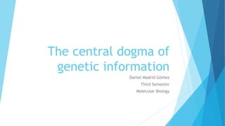 The central dogma of
genetic information
Daniel Madrid Gómez
Third Semester
Molecular Biology
 