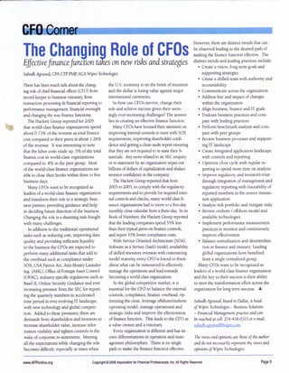 The Changing Role Of CFO
