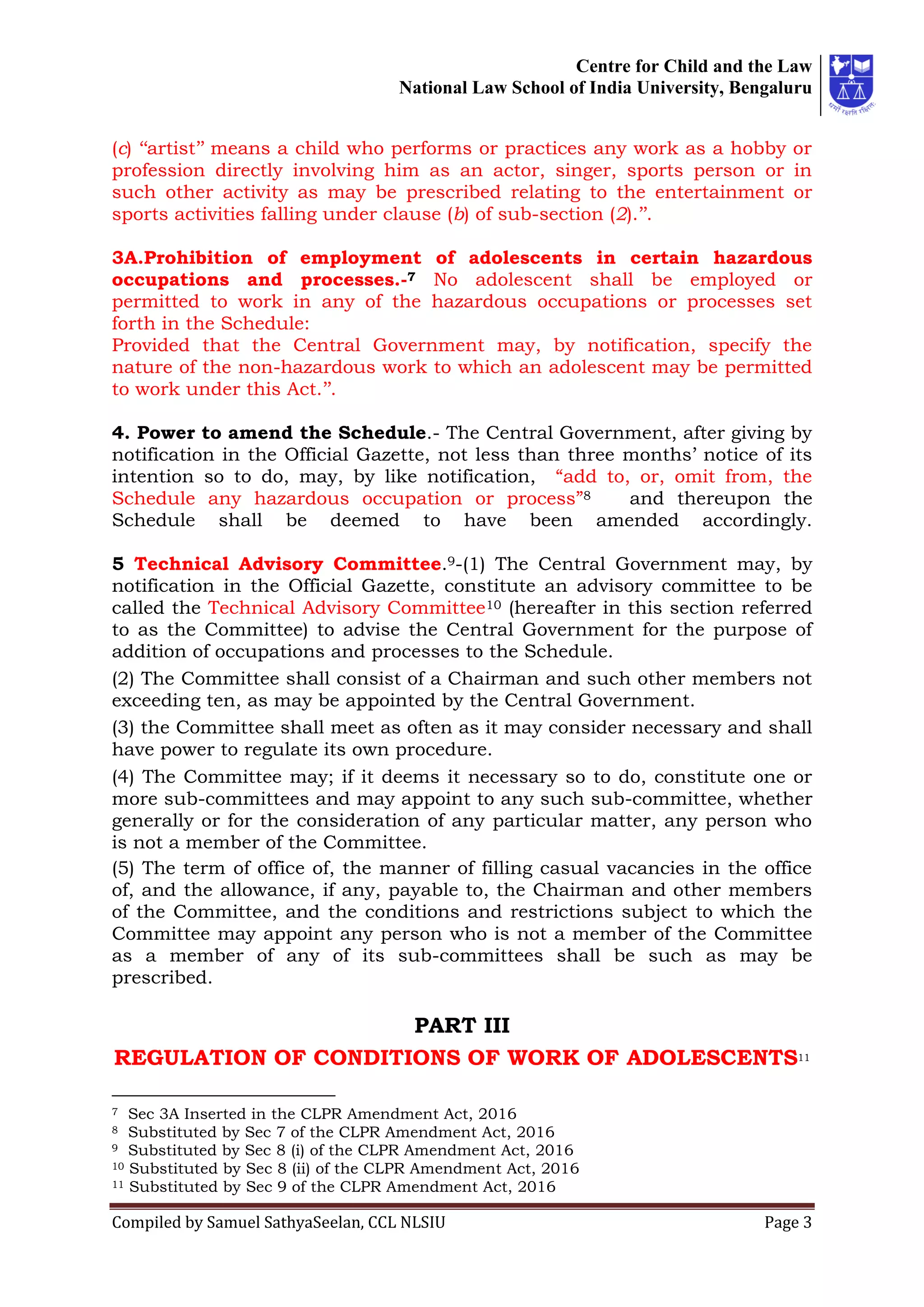 The Child and Adolescent Labour (Prohibition and Regulation) Act, 1986 ...