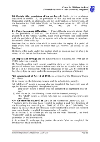 The Child and Adolescent Labour (Prohibition and Regulation) Act, 1986 ...