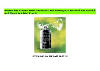 DOWNLOAD ON THE LAST PAGE !!!!
Download Here https://ebooklibrary.solutionsforyou.space/?book=195460002X On the fringe of sports culture are the Ultras, the European football fans whose pyrotechnics, chants, wildly creative stunts, and hooliganism are infamous. Using selections from his archive containing over 25,000 photographs of Ultras' street art and graffiti, including everything from elaborate murals to stickers to scratchitto incisions and spray-paint duels, award-winning author and researcher Mitja Velikonja introduces readers to the visual iconography of a fascinating underworld.The Ultra subculture is built by no-bodys, the anonymous (primarily) men whose attachments to their teams sometimes cross the lines into nationalist sentiments and militaristic Blood and Soil extremism. After examining general themes and trends in street art and tifo club graffiti, Velikonja embarks on a case study of fans from his native Slovenia and touches on the roles of football fans in the Balkan Wars. As he peels back layers of misinformation and misrepresentation, he cues our understanding of factional midsets within histories of political instability and argues for dissensus being a critical element to democracies.An intriguing visual title as well as a thoughtful meditation on street culture and sports.Dr. Mitja Velikonja is the author of eight books and a Professor for Cultural Studies and head of Center for Cultural and Religious Studies at University of Ljubljana, Slovenia. He has recently been a full-time visiting professor in Krakow, St. Petersburg, at Columbia University in New York and Yale University as well as Fulbright visiting researcher in Philadelphia, The Netherlands Institute of Advanced Studies, and NYU. Download Online PDF The Chosen Few: Aesthetics and Ideology in Football Fan Graffiti and Street Art Read PDF The Chosen Few: Aesthetics and Ideology in Football Fan Graffiti and Street Art Download Full PDF The Chosen Few: Aesthetics and Ideology in Football Fan Graffiti and Street Art
E-book The Chosen Few: Aesthetics and Ideology in Football Fan Graffiti
and Street Art Trial Ebook
 