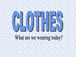 CLOTHES What are we wearing today?  