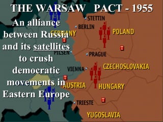   THE WARSAW  PACT - 1955 An alliance between Russia and its  satellites  to crush democratic movements in Eastern Europe                              