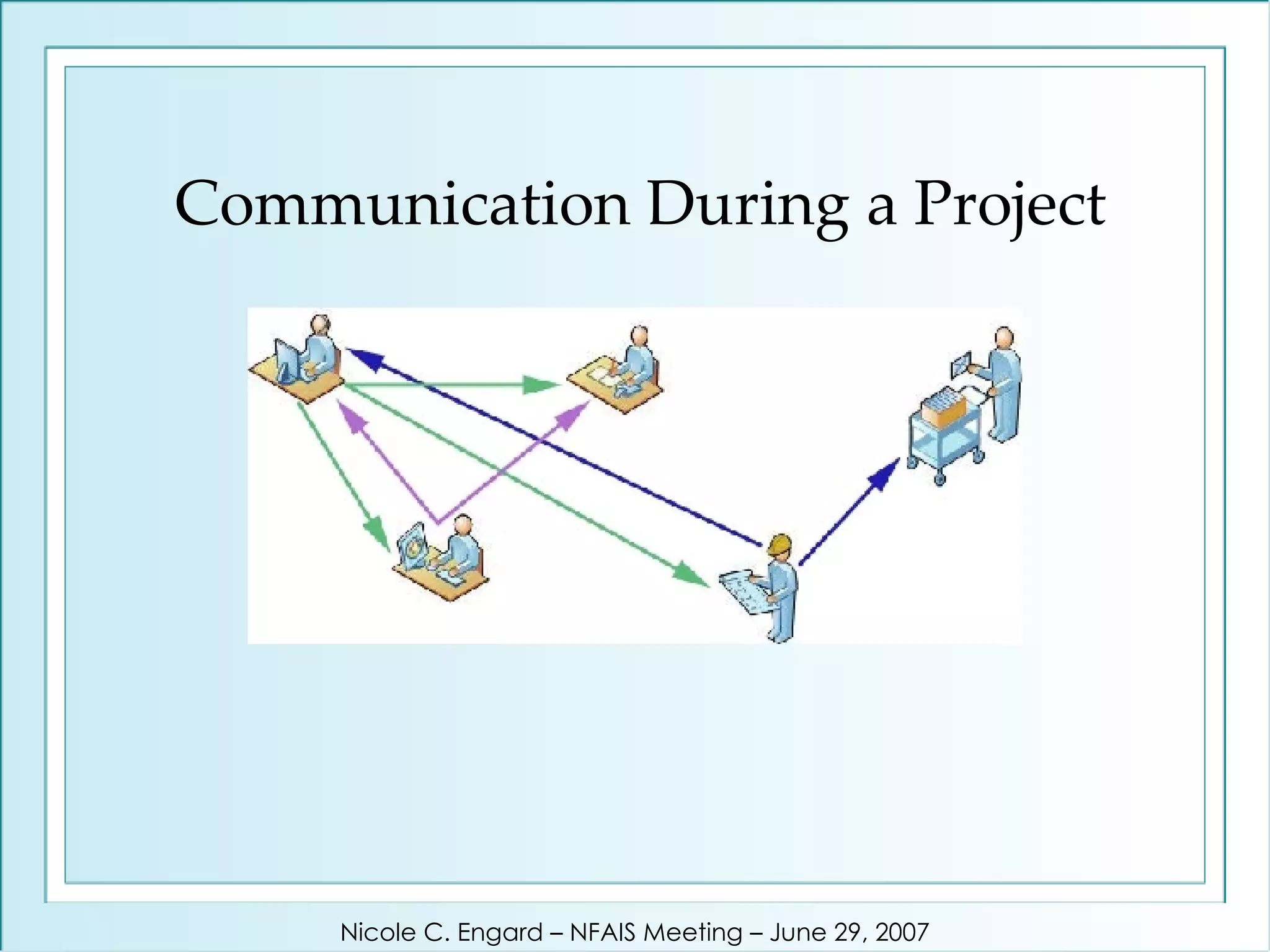 Communication During a Project Nicole C. Engard – NFAIS Meeting – June 29, 2007 