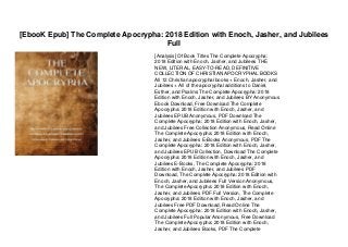 [EbooK Epub] The Complete Apocrypha: 2018 Edition with Enoch, Jasher, and Jubilees Full Slide 3