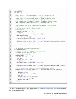 This book is brought to you by Zenva - Enroll in our Full-Stack Web Development Mini-Degree to go from
zero to Full-Stack engineer.
© Zenva Pty Ltd 2018. All rights reserved
 