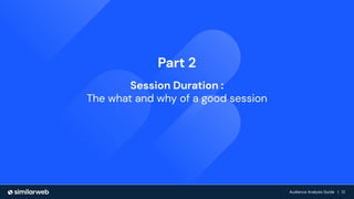 Audience Growth: The Complete Guide | 12
Audience Analysis Guide | 12
Audience Analysis Guide | 12
Part 2
Session Duration :
The what and why of a good session
 