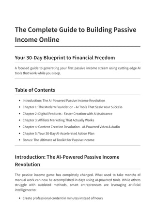 THE COMPLETE GUIDE TO BUILDING PASSIVE INCOME ONLINE | PDF