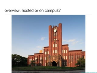overview: hosted or on campus? http://www.flickr.com/photos/36516818@N00/151256259 