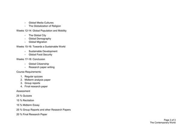 The Contemporary world 1 