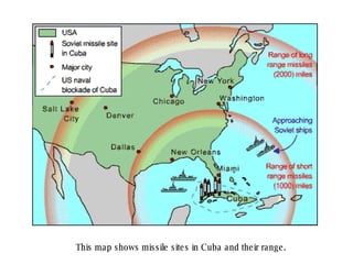 This map shows missile sites in Cuba and their range. 