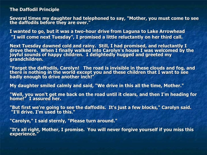 The Daffodil Principle