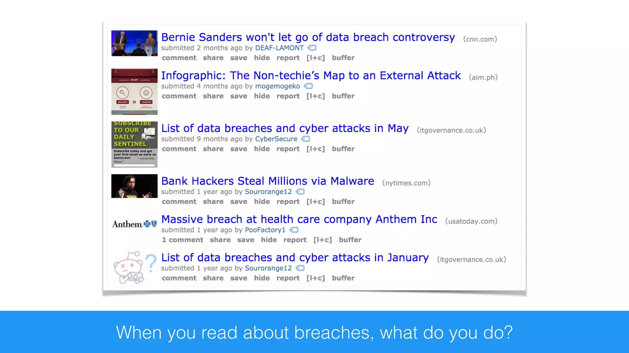 When you read about breaches, what do you do?
 