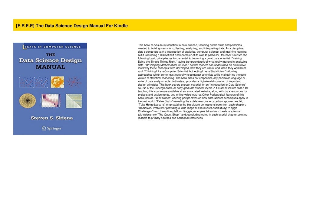 F R E E The Data Science Design Manual For Kindle